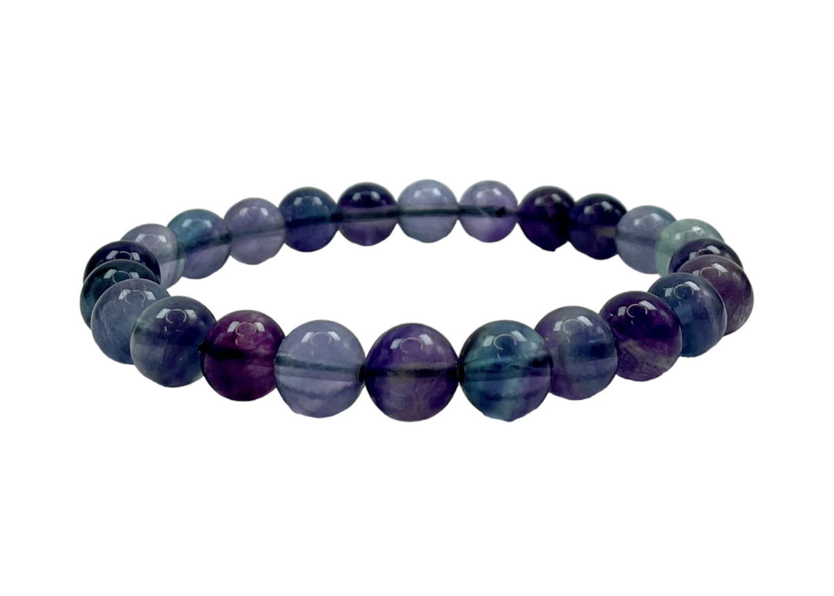 Fluorite Round Bead Bracelet