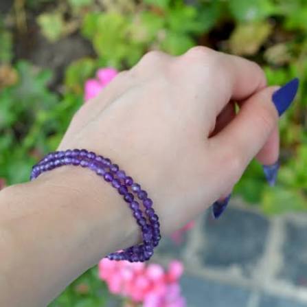 Amethyst Faceted Bead Bracelet 