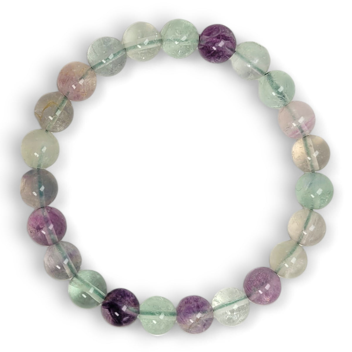 Fluorite Round Bead Bracelet