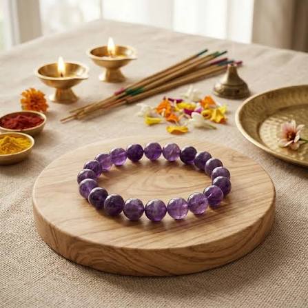 Amethyst Round Bead Bracelet