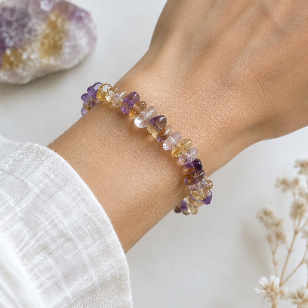 Ametrine Chipped Bead Bracelet - On Wrist