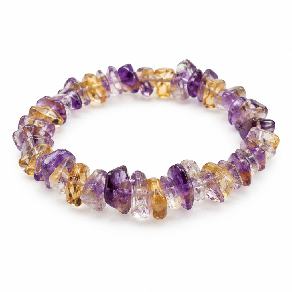 Ametrine Chipped Bead Bracelet - White Background