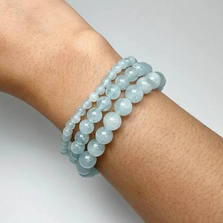 Aquamarine Round Bead Bracelet
