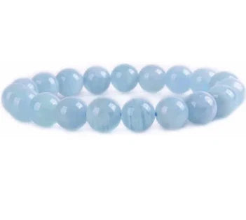 Aquamarine Round Bead Bracelet