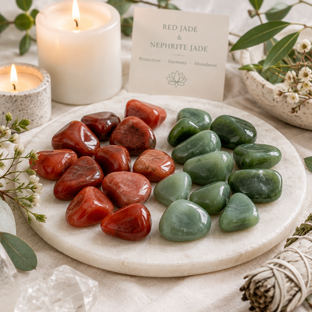Red jade and nephrite jade stones lifestyle