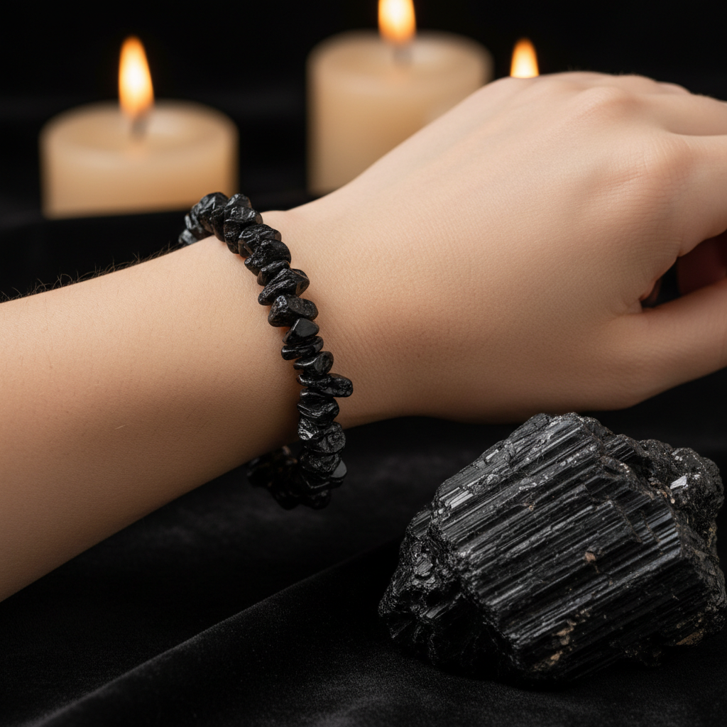 Black Tourmaline Chipped Bead Bracelet 