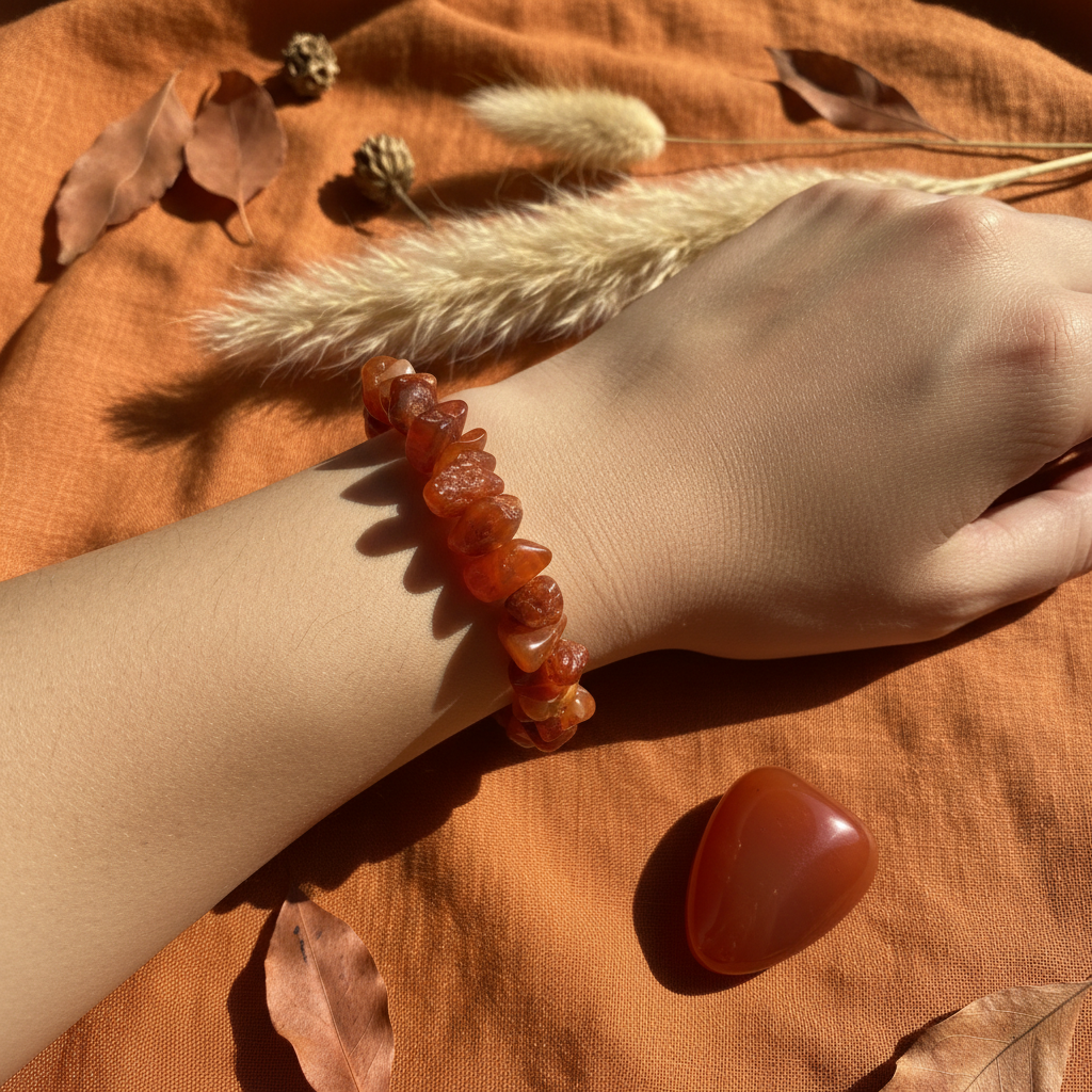 Carnelian Chipped Bead Bracelet 
