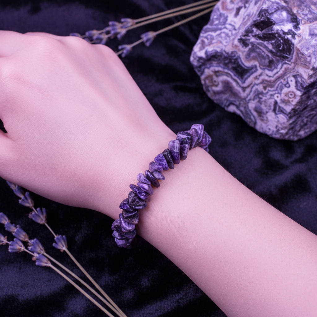Charoite Chipped Bead Bracelet 