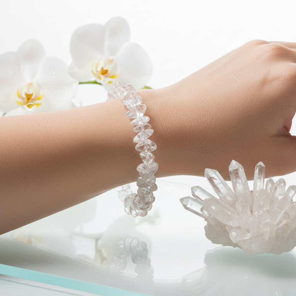 Clear Quartz Chipped Bead Bracelet 