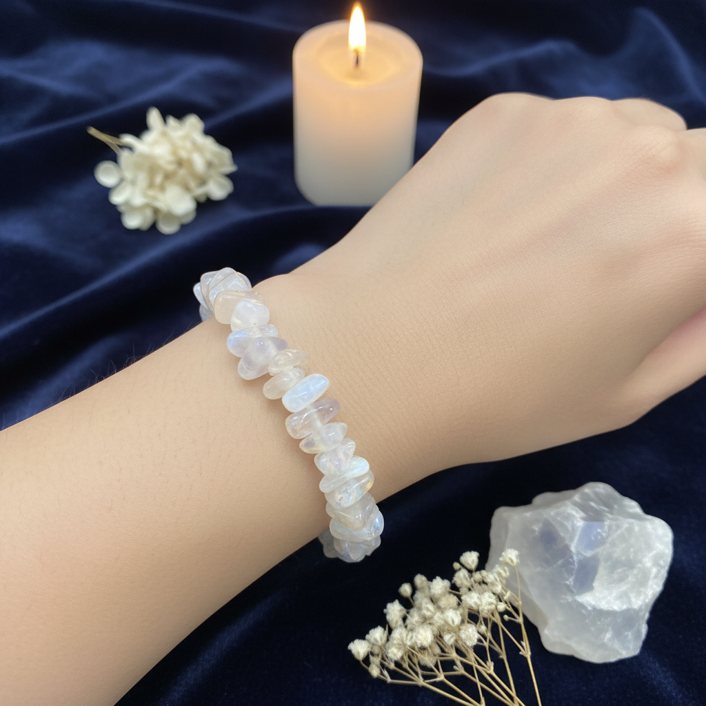 Moonstone Chipped Bead Bracelet 