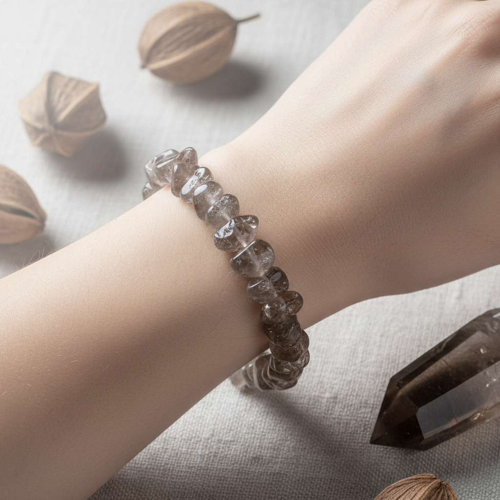 Smoky Quartz Chipped Bead Bracelet 