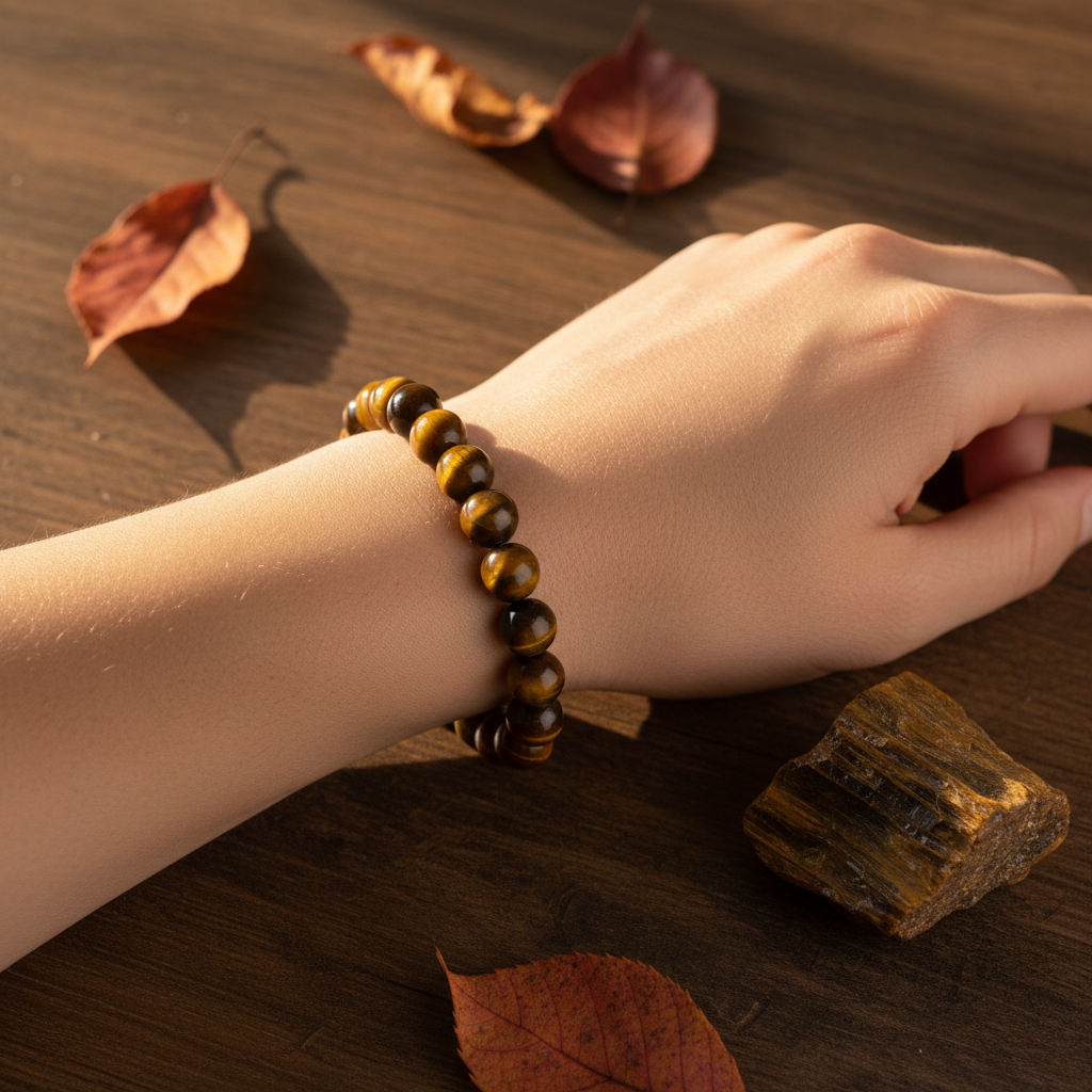Tiger Eye Round Bead Bracelet 