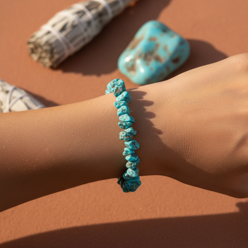 Turquoise Chipped Bead Bracelet 