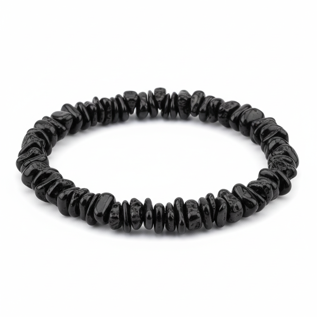 Black Obsidian Chipped Bead Bracelet 