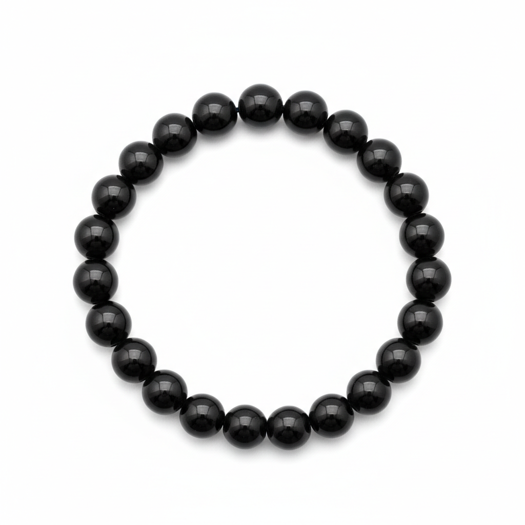 Black Onyx Round Bead Bracelet 