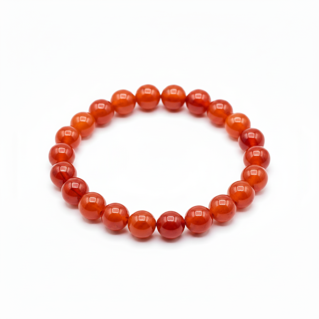 Carnelian Round Bead Bracelet 