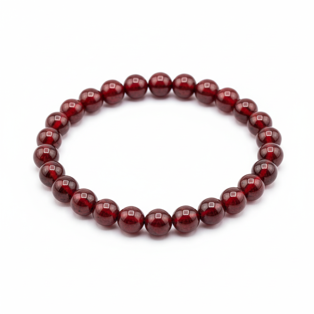 Garnet Round Bead Bracelet 