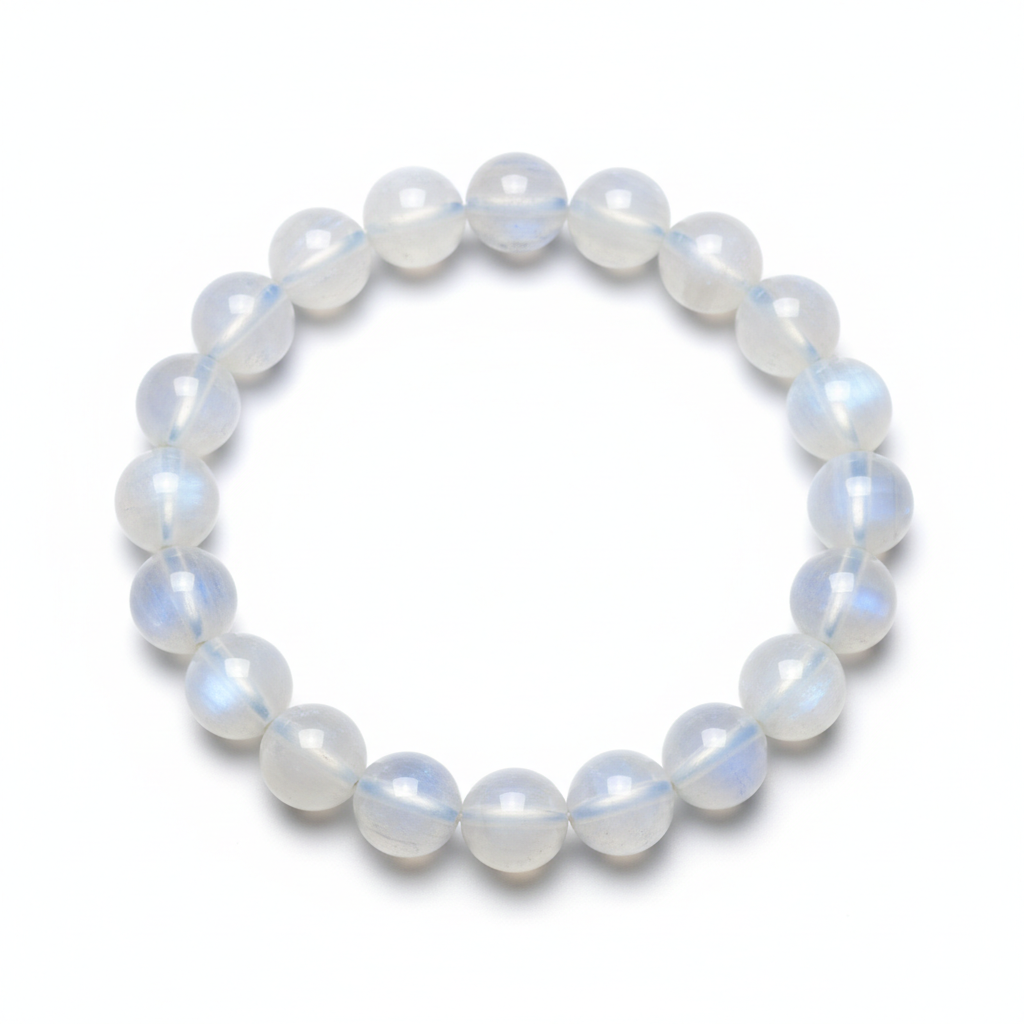 Moonstone Round Bead Bracelet 