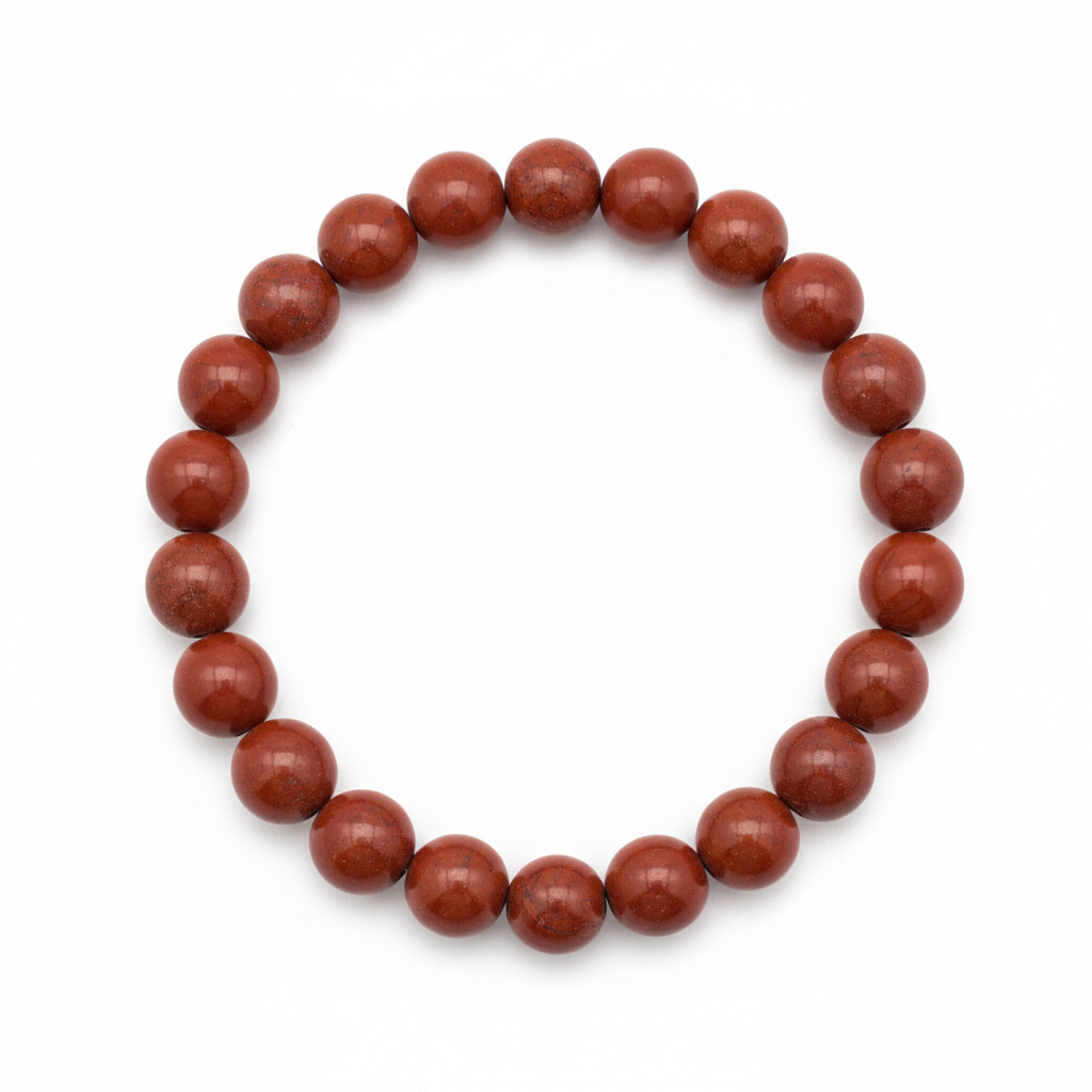 Red Jasper Round Bead Bracelet 