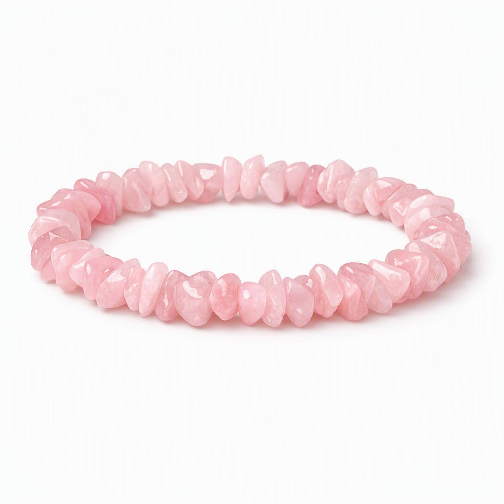 Rose Quartz Round Chipped Bead Bracelet 