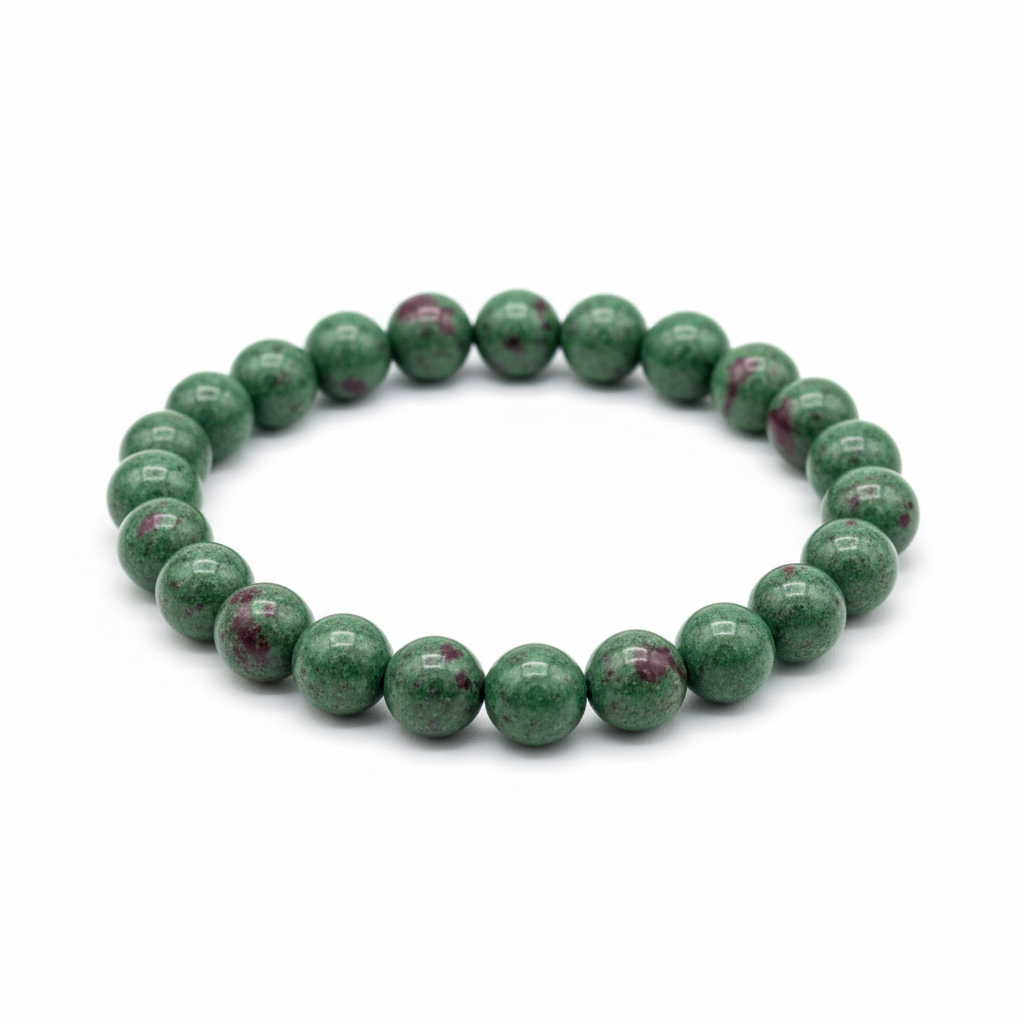 Ruby Zoisite Round Bead Bracelet 