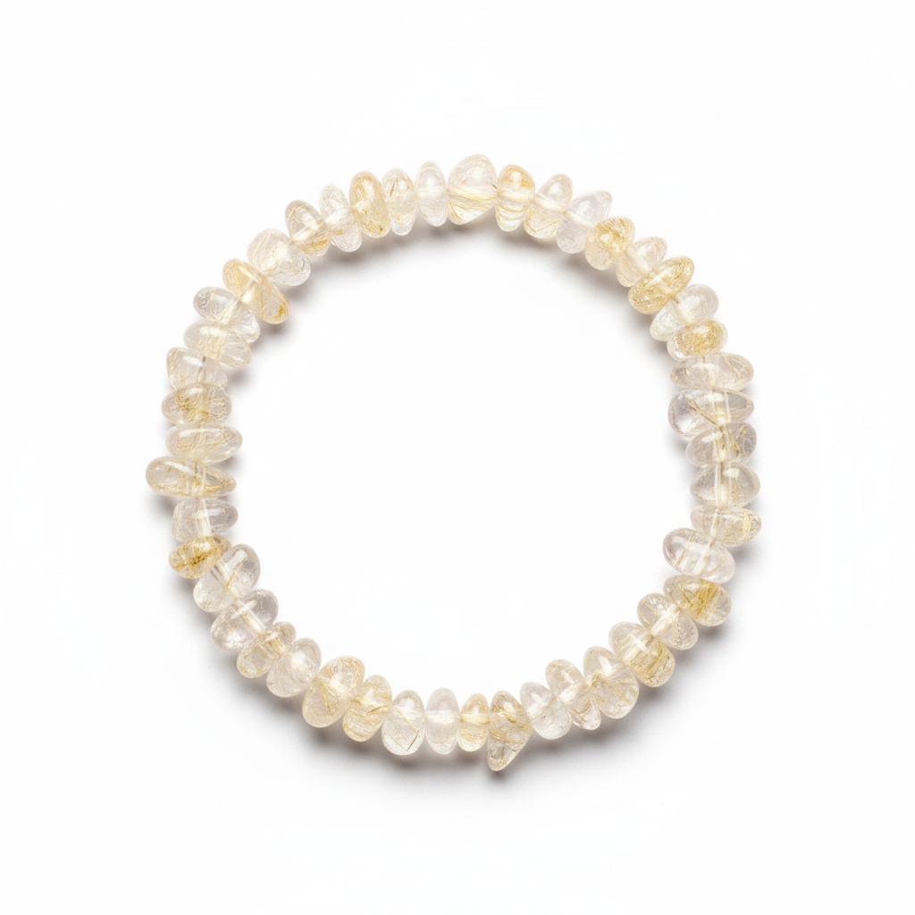 Rutile Quartz Chipped Bead Bracelet 