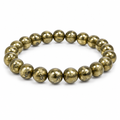 Pyrite Round Bead Bracelet - White Background